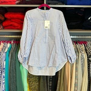 COS white and blue pinstriped long sleeve mandarin collar shirt size XS NWT​